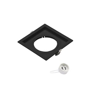 Spot Recuado De Embutir Pix Quadrado Mr11 Direcionável Preto