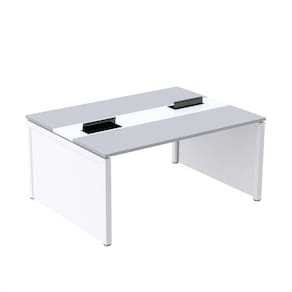 Mesa de Plataforma Dupla para 2 Pessoas Corporativa 120x120/2p Cinza/Branco
