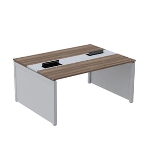 Mesa de Plataforma Dupla para 2 Pessoas Corporativa 160x120/2p Walnut/Cinza