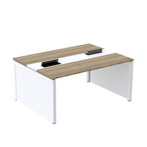 Mesa de Plataforma Dupla para 2 Pessoas Corporativa 140x120/2p Noce Naturale/Branco
