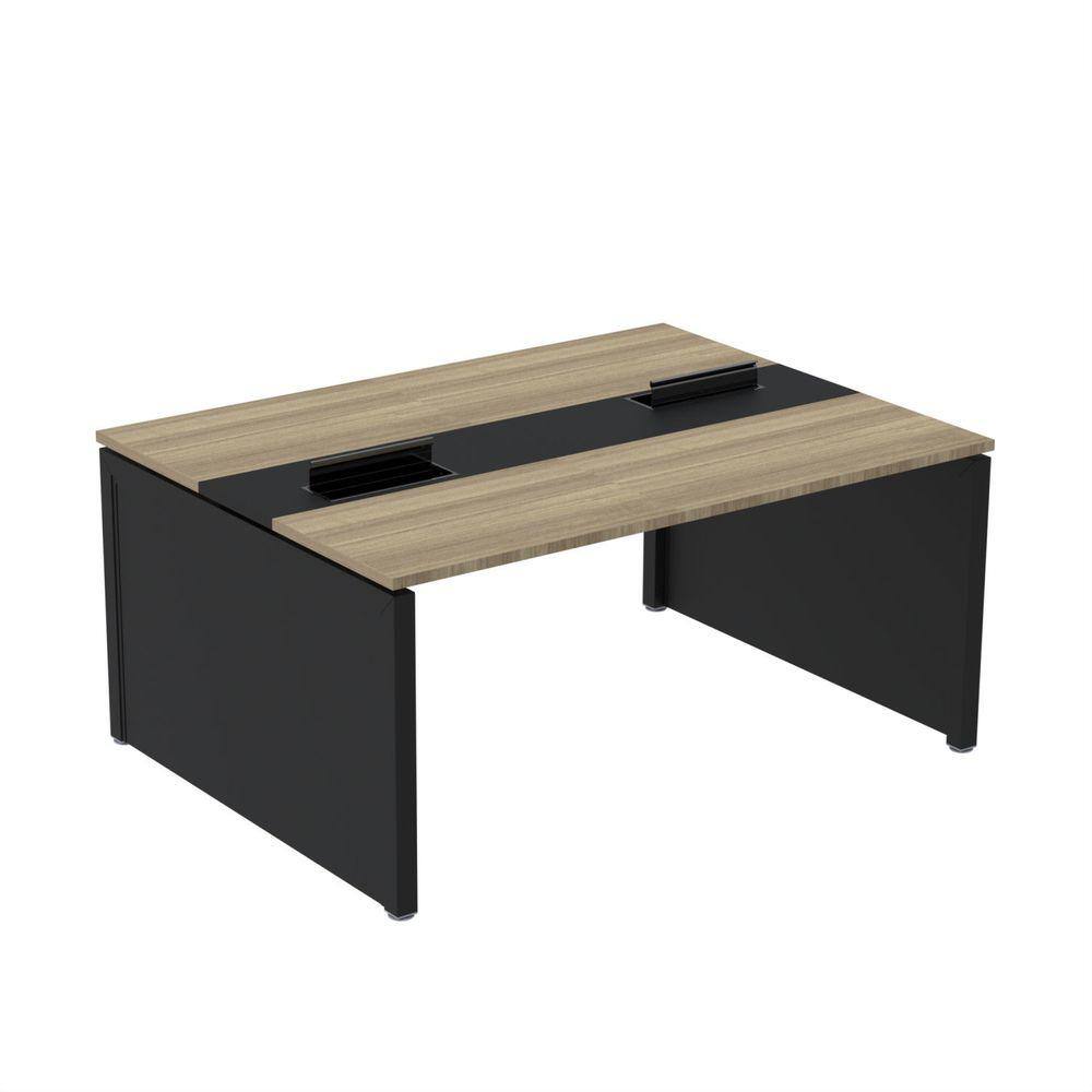 Mesa de Plataforma Dupla para 2 Pessoas Corporativa 160x120/2p Noce Naturalle/Preto