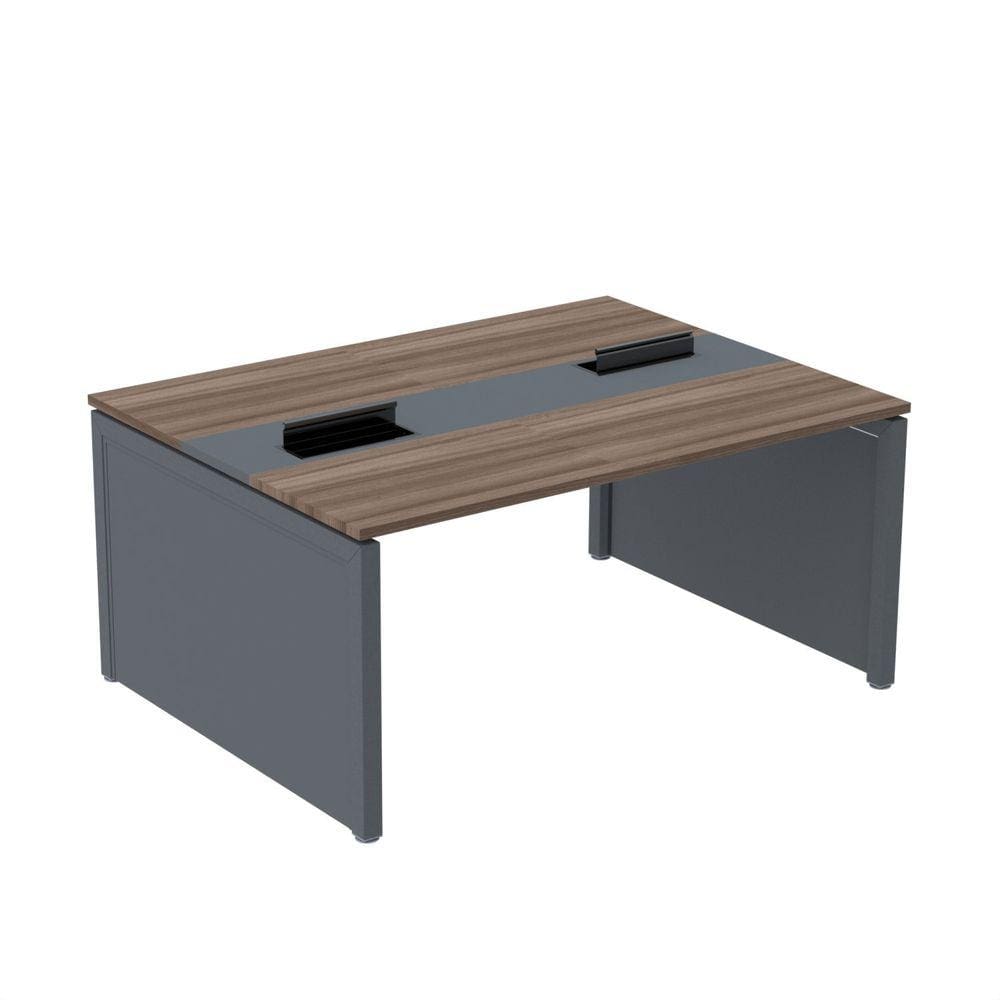 Mesa de Plataforma Dupla para 2 Pessoas Corporativa 160x120/2p Walnut/Grafito