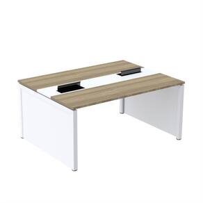 Mesa de Plataforma Dupla para 2 Pessoas Corporativa 120x120/2p Noce Naturalle/Branco