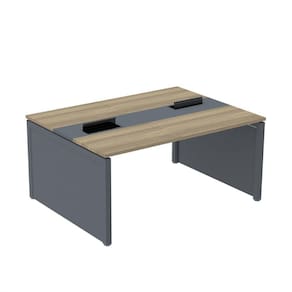 Mesa de Plataforma Dupla para 2 Pessoas Corporativa 120x120/2p Noce Naturalle/Grafito