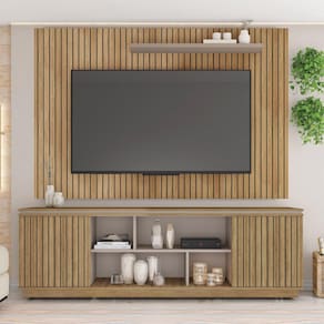 Composição Simetria com Painel Aegon para TV 60 Polegas Lamina Mel/Cacao