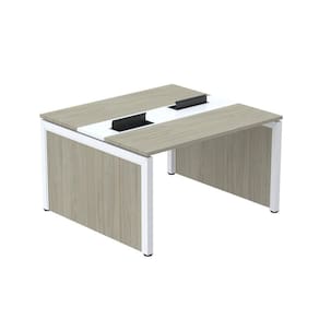 Mesa de Plataforma Dupla para 2 Pessoas Corporativa 120x120/2p Nogueira Casablanca/Branco