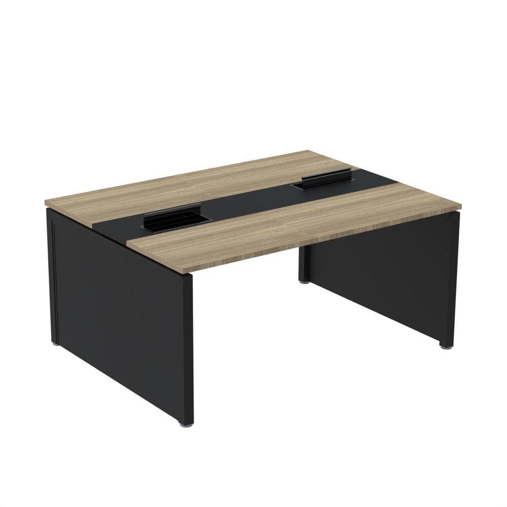 Mesa de Plataforma Dupla para 2 Pessoas Corporativa 110x120/2p Noce Naturalle/Preto