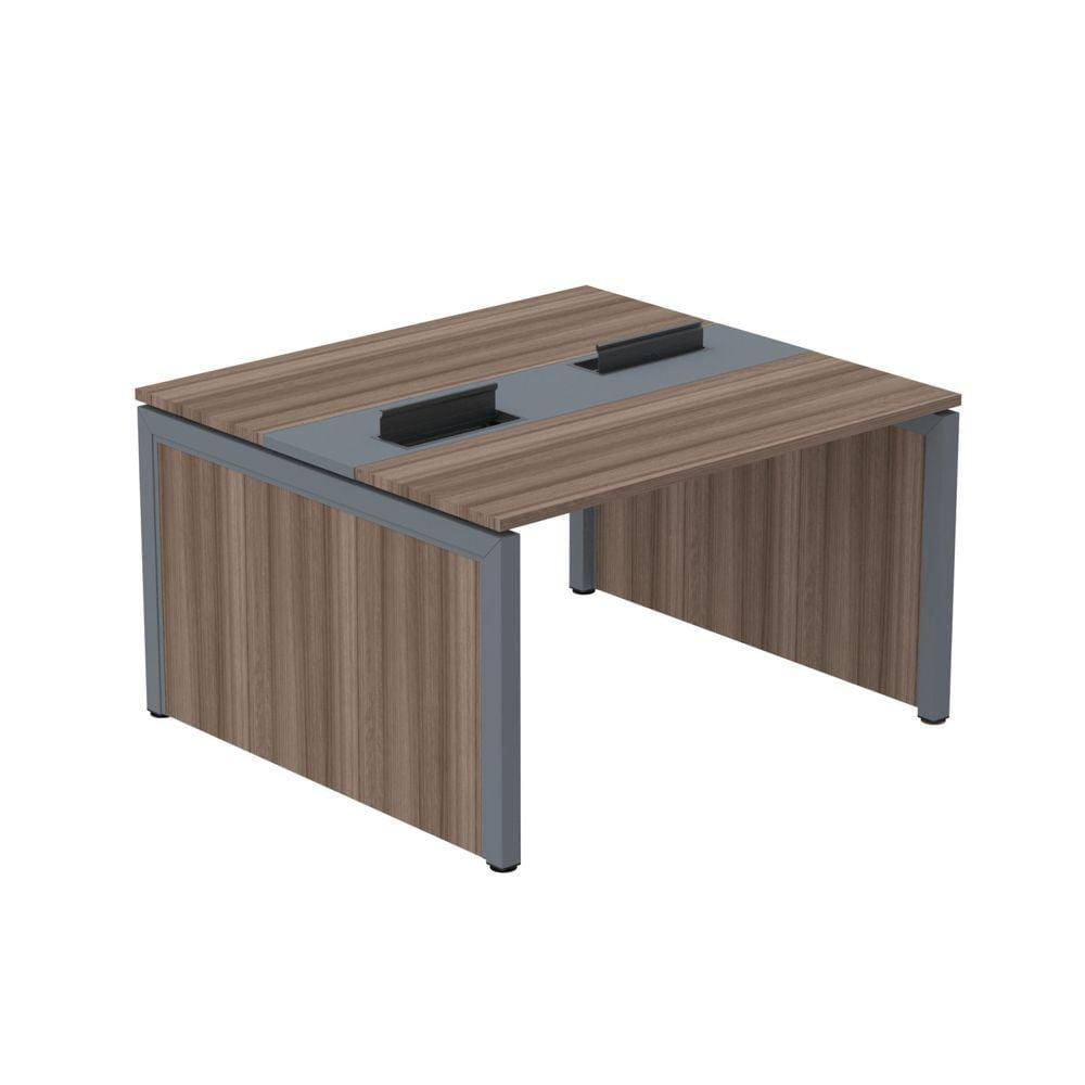 Mesa de Plataforma Dupla para 2 Pessoas Corporativa 110x120/2p Walnut/Grafito