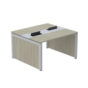 Mesa de Plataforma Dupla para 2 Pessoas Corporativa 120X120/2P Nogueira Casablanca/Cinza