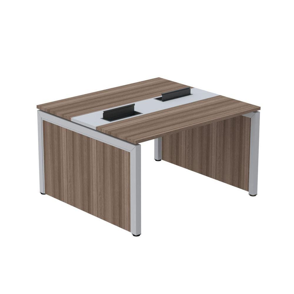 Mesa de Plataforma Dupla para 2 Pessoas Corporativa 160x120/2p Walnut/Cinza