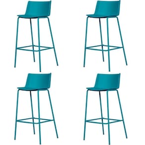 Kit 4 Banquetas Ipanema Média Fratini 86,50 Cm (altura) Em Polipropileno Base Em Aço Azul Sonho Distante