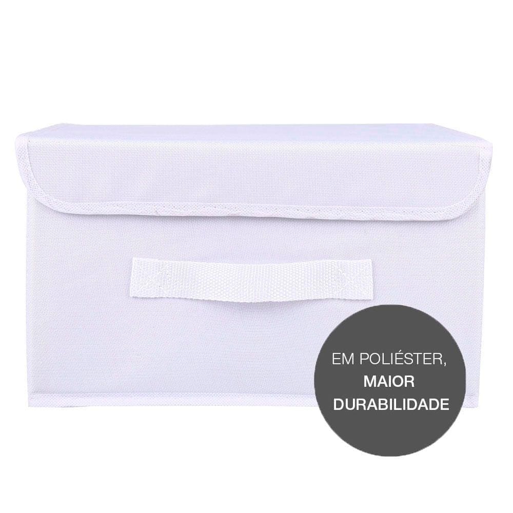 Caixa Organizadora Tecido C/ Tampa Vizapi Un Exclusive G 40x30x28Cm Branco