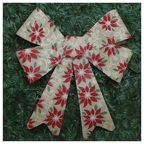 Kit 6 Enfeite árvore Natal Laço Decorado Com Flores 46 Cm