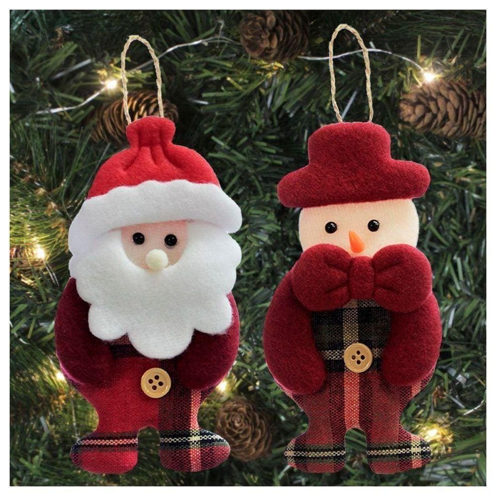 Kit 12 Peças Enfeite árvore Natal Pendente Papai Noel Boneco De Neve 14cm