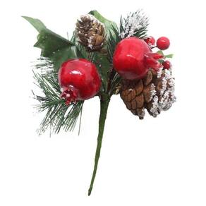Kit 2 Ramos Romã Decoração De Natal Artificial Com Detalhes Branco 16cm