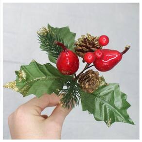 2 Ramos Pera Decoração De Natal Artificial 17cm