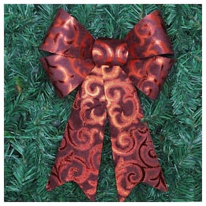 Kit 6 Enfeite árvore Natal Laço Vermelho Camurça 31 Cm