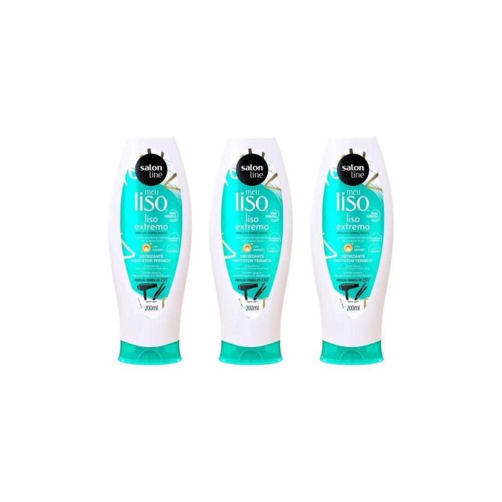 Defrizante Salon Line Meu Liso Extremo 200Ml - Kit Com 3Un