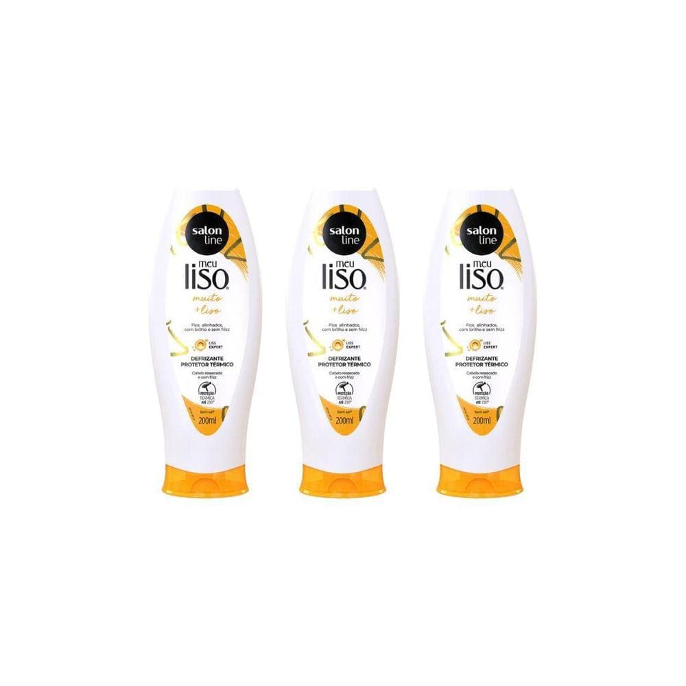 Defrizante Salon Line Meu Liso Muito+Liso 200Ml - Kit 3Un
