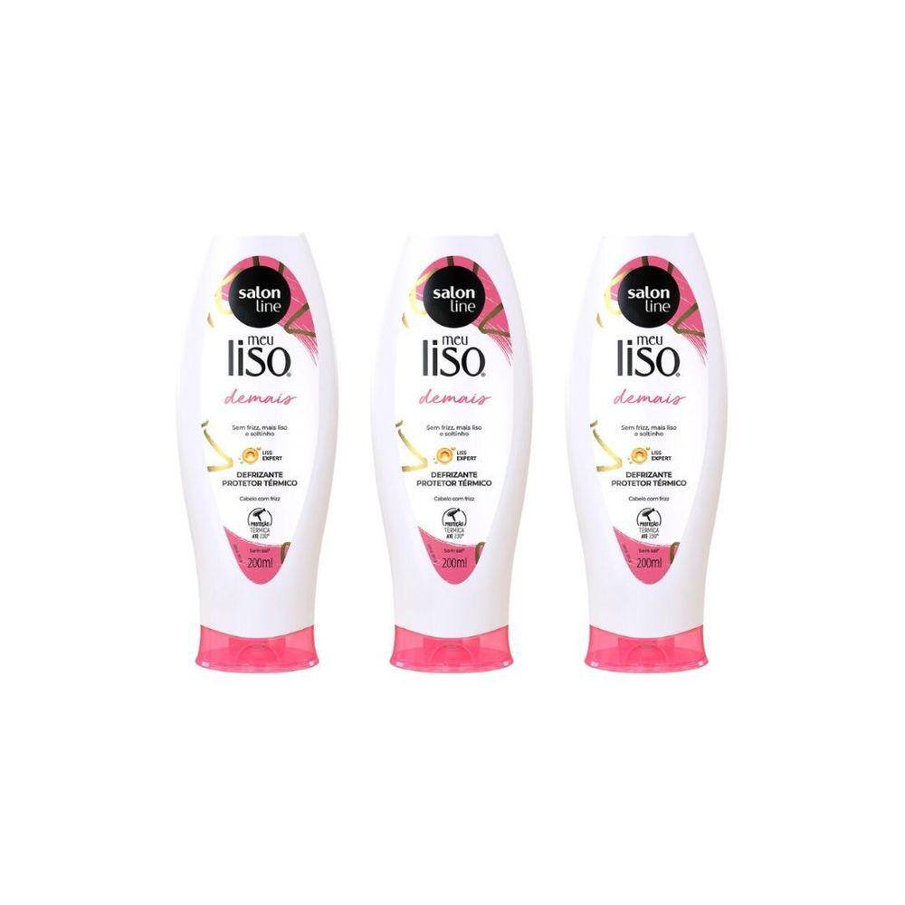 Defrizante Salon Line Meu Liso Demais 200Ml - Kit Com 3Un
