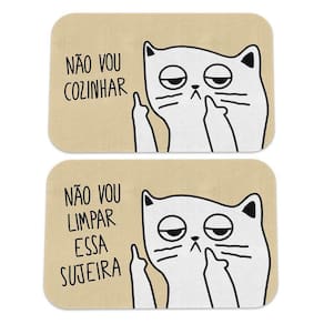 Kit Tapetes De Cozinha Gatinho Ranzinza Não Vou Limpar