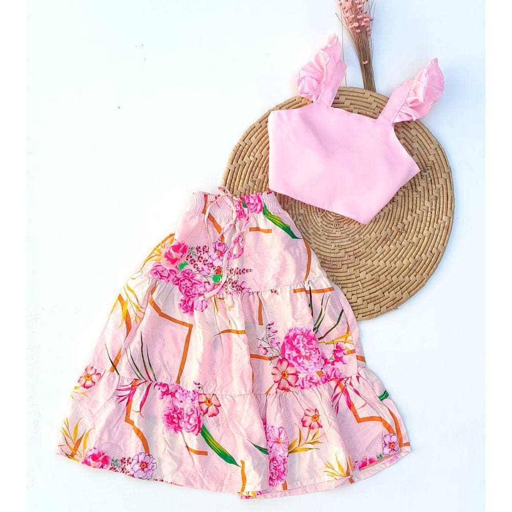 Conjunto Infantil Blogueirinha Saia Longa E Cropped