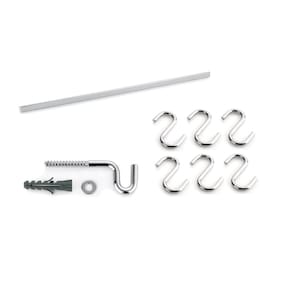 Barra de Cozinha 40cm Reta Cromada com 6 ganchos de Parede