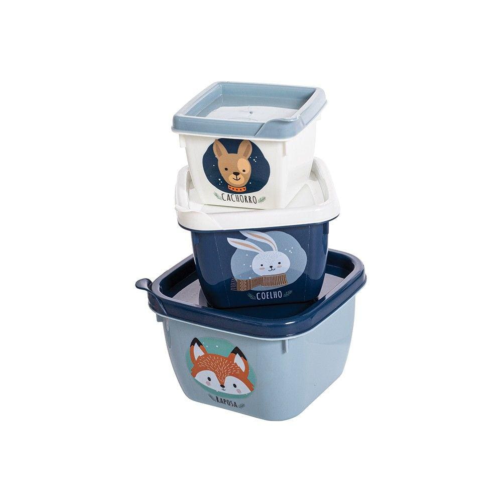 Conjunto de 3 Potes Infantil Conect Plasútil Personagem 140 ml, 270 ml e 470 ml.
