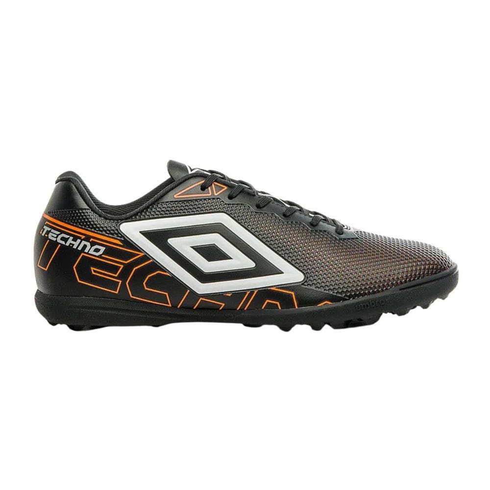 Chuteira Umbro Techno Society Masculina Preto Laranja Branco