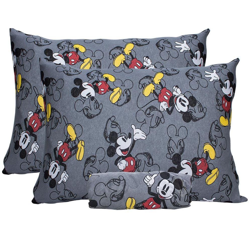 Jogo De Cama Infantil Mickey Casal Disney Simples 3 Peças Cool Cinza Malha Portallar