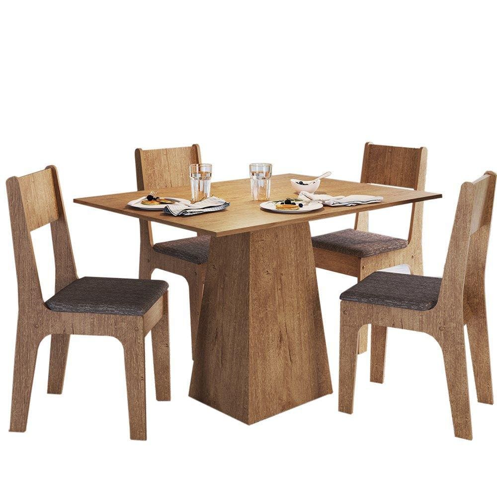 Conjunto Mesa e Cadeiras Para Sala de Jantar MC01 Marrom NOVAM