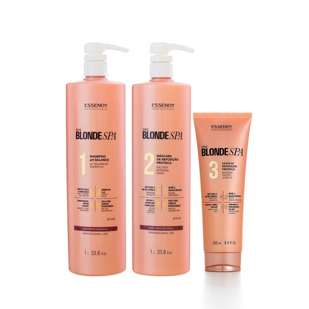 Kit Serie Blonde Spa C/ Leave In De 250Ml Essendy Profissional (3 Produtos)