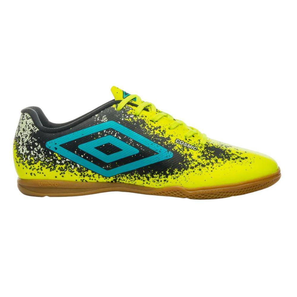 Chuteira Umbro Cosmic Futsal Indoor Masculina Limao Azul Preto