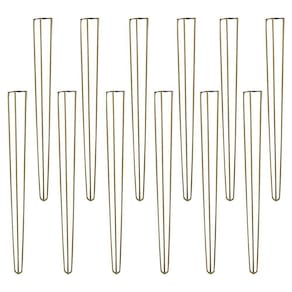 Kit 12 Pés De Metal 90 Cm Aparador E Mesa De Canto Dourado
