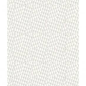 Papel De Parede Geometrico Branco- Cinza Star 574729 - Rolo Fechado De 0,53cm X 10mts