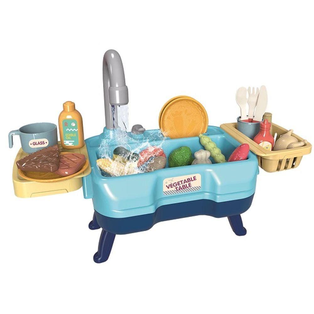 Pia Lava Louça Infantil com Acessorios LUZ e Som ZIPPY TOYS Azul