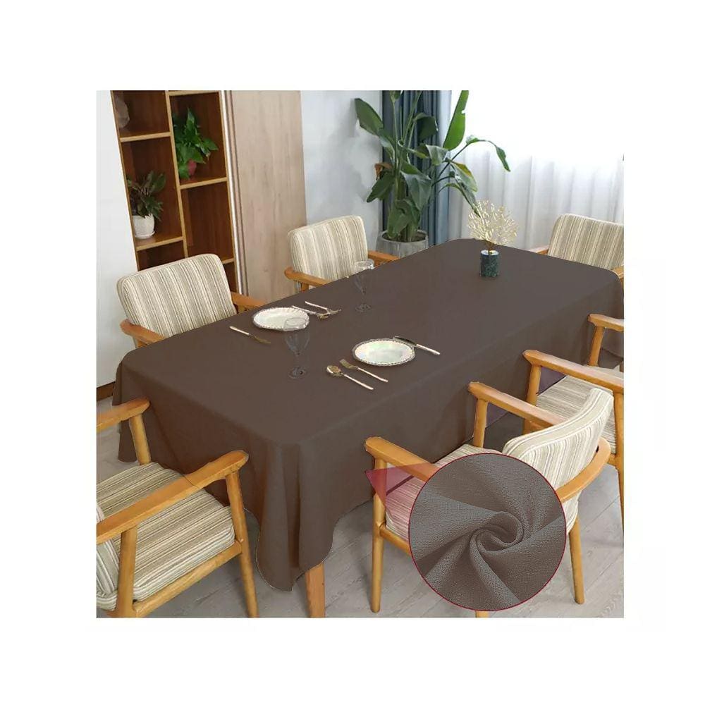 Toalha de mesa 6 Lugares Retangular Linho Rústico Marron