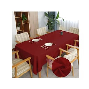 Toalha de mesa 8 Lugares Retangular Linho Rústico Vinho