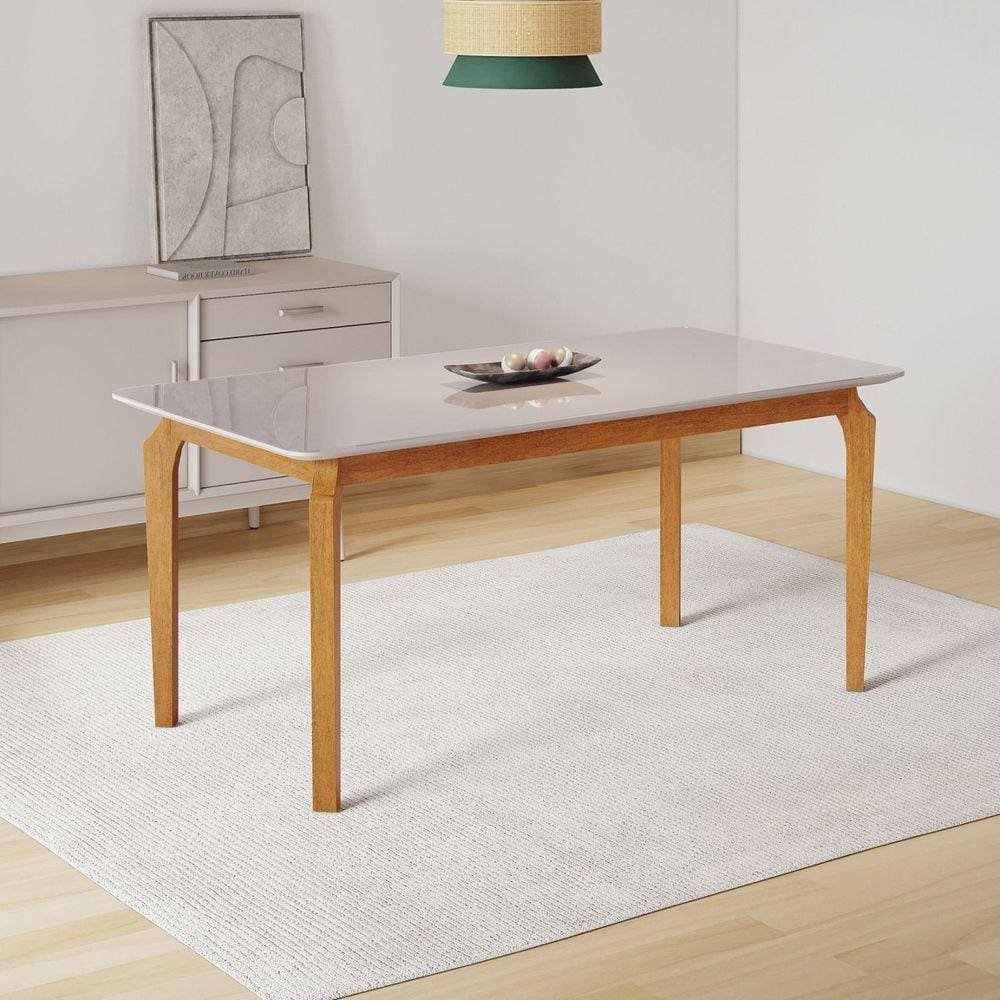 Mesa Alegra Candian 180 X 0,90 com Vidro Cinamomo Off