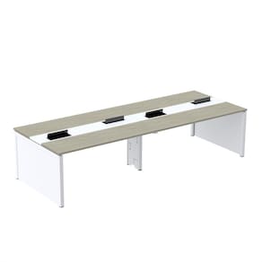 Mesa Plataforma Dupla para 4 Lugares para Coworking 140x120/4p Nogueira casbalanca/Branco