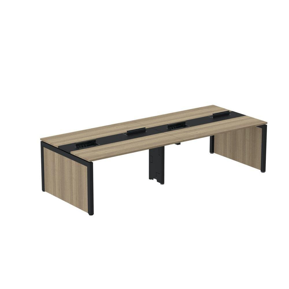 Mesa Plataforma Dupla para 4 Lugares para Coworking 140x120/4p Noce Naturalle/Preto