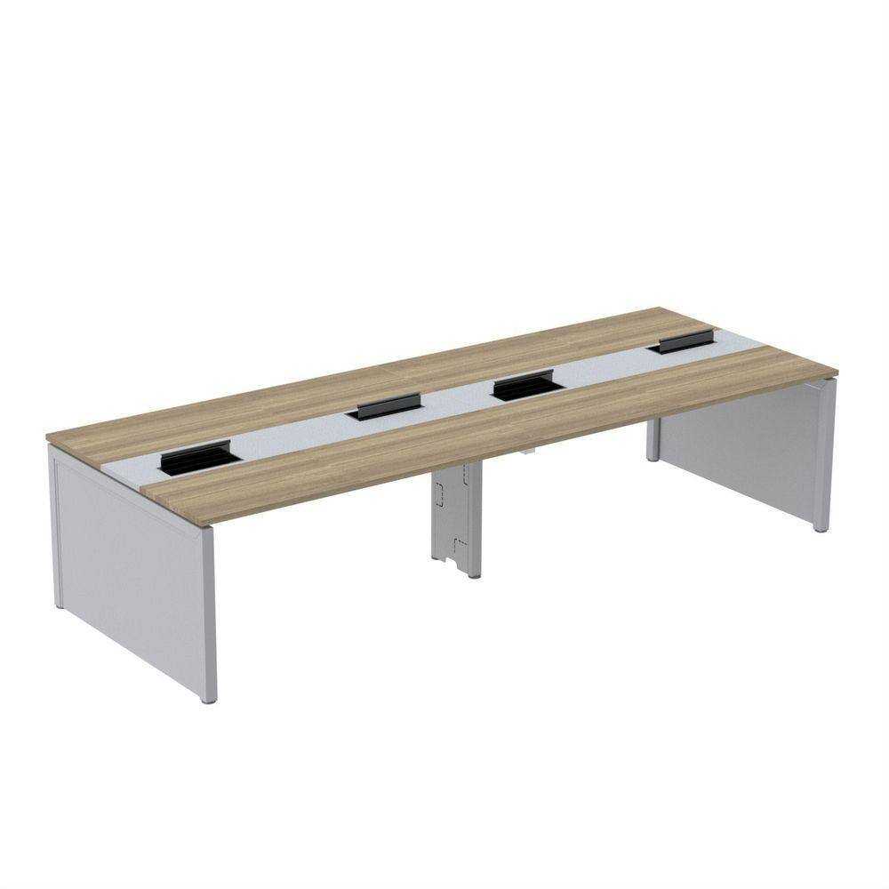 Mesa Plataforma Dupla para 4 Lugares para Coworking 110x120/4p Noce Naturalle/Cinza