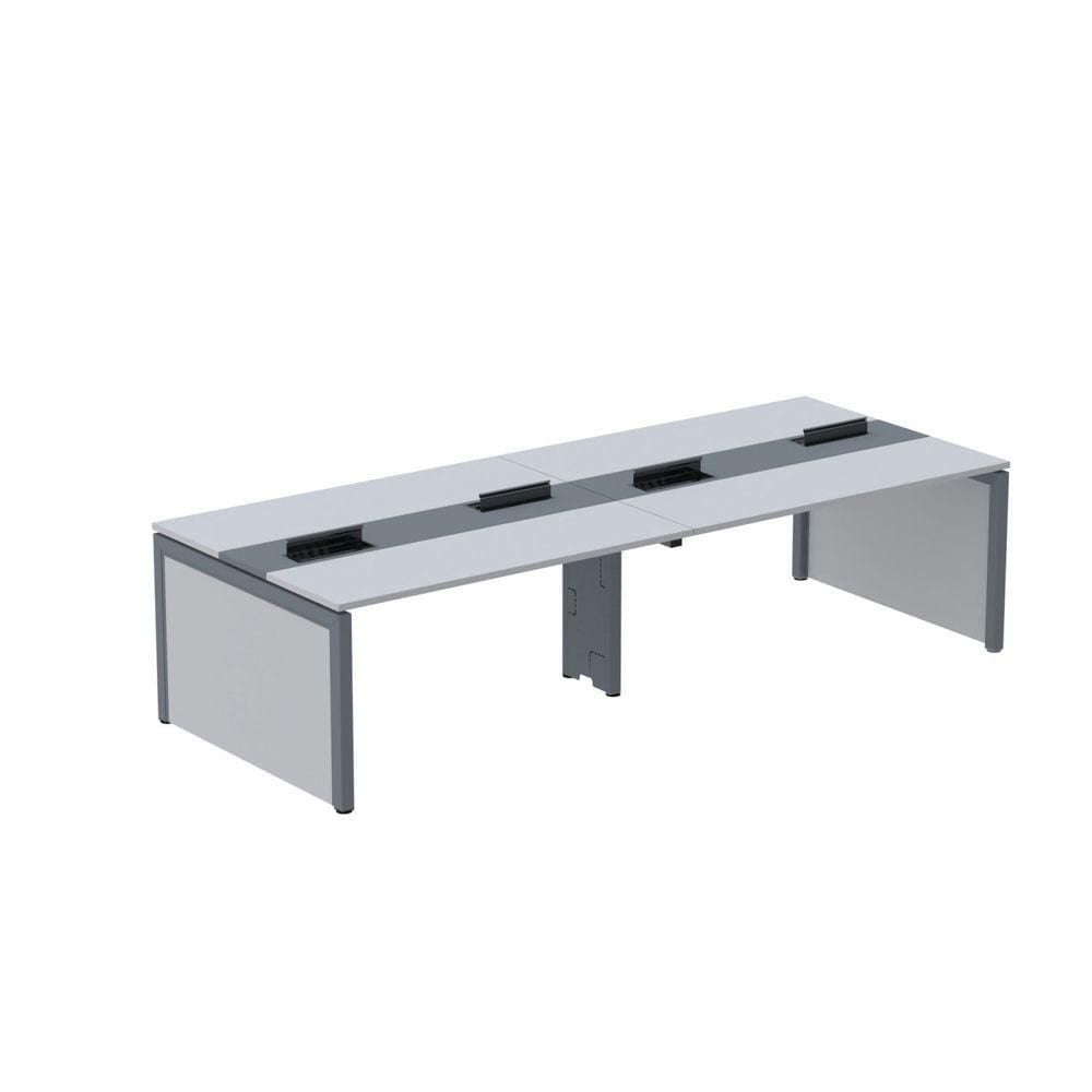 Mesa Plataforma Dupla para 4 Lugares para Coworking 160x120/4p Cinza/Grafito