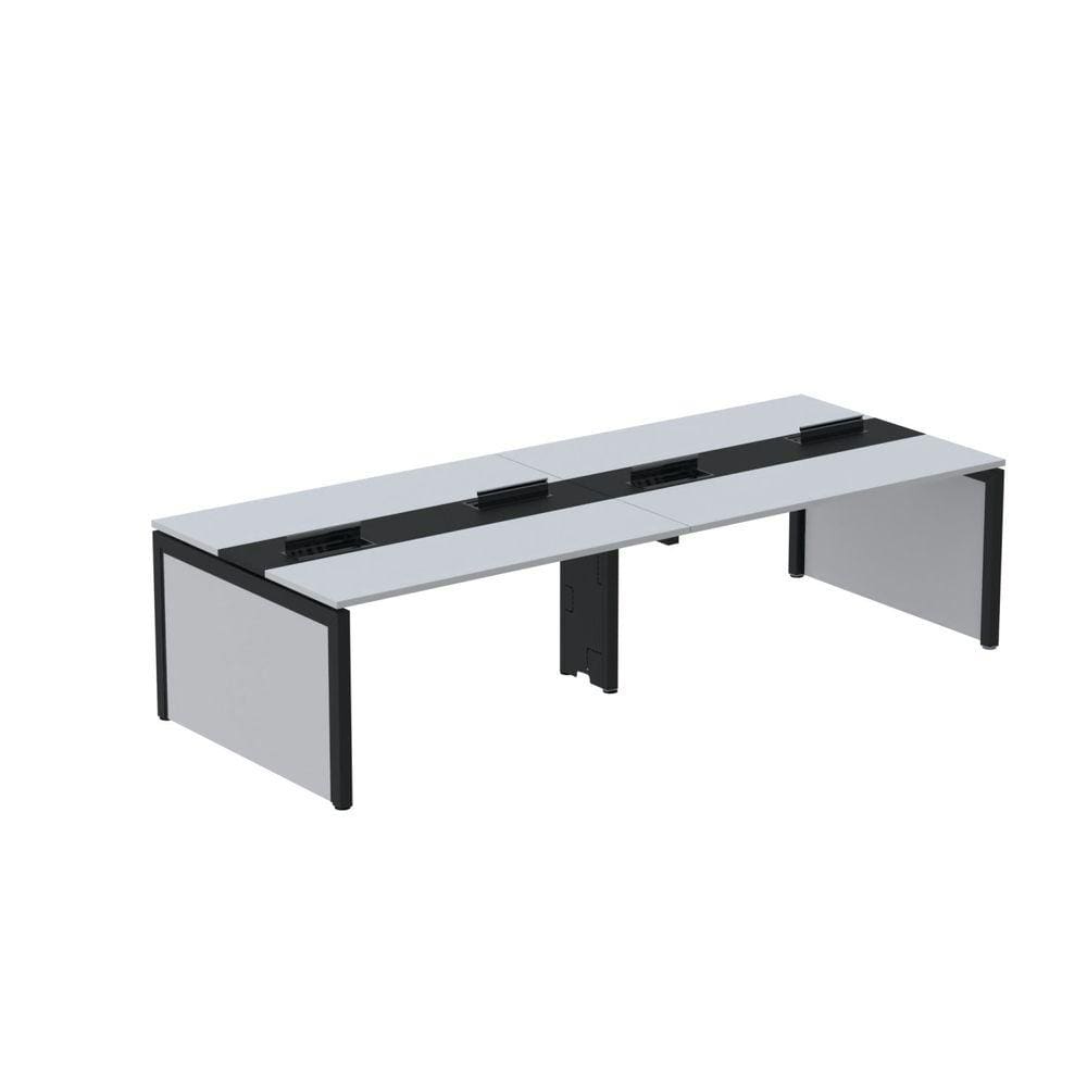 Mesa Plataforma Dupla para 4 Lugares para Coworking 120x120/4p Cinza/Preto