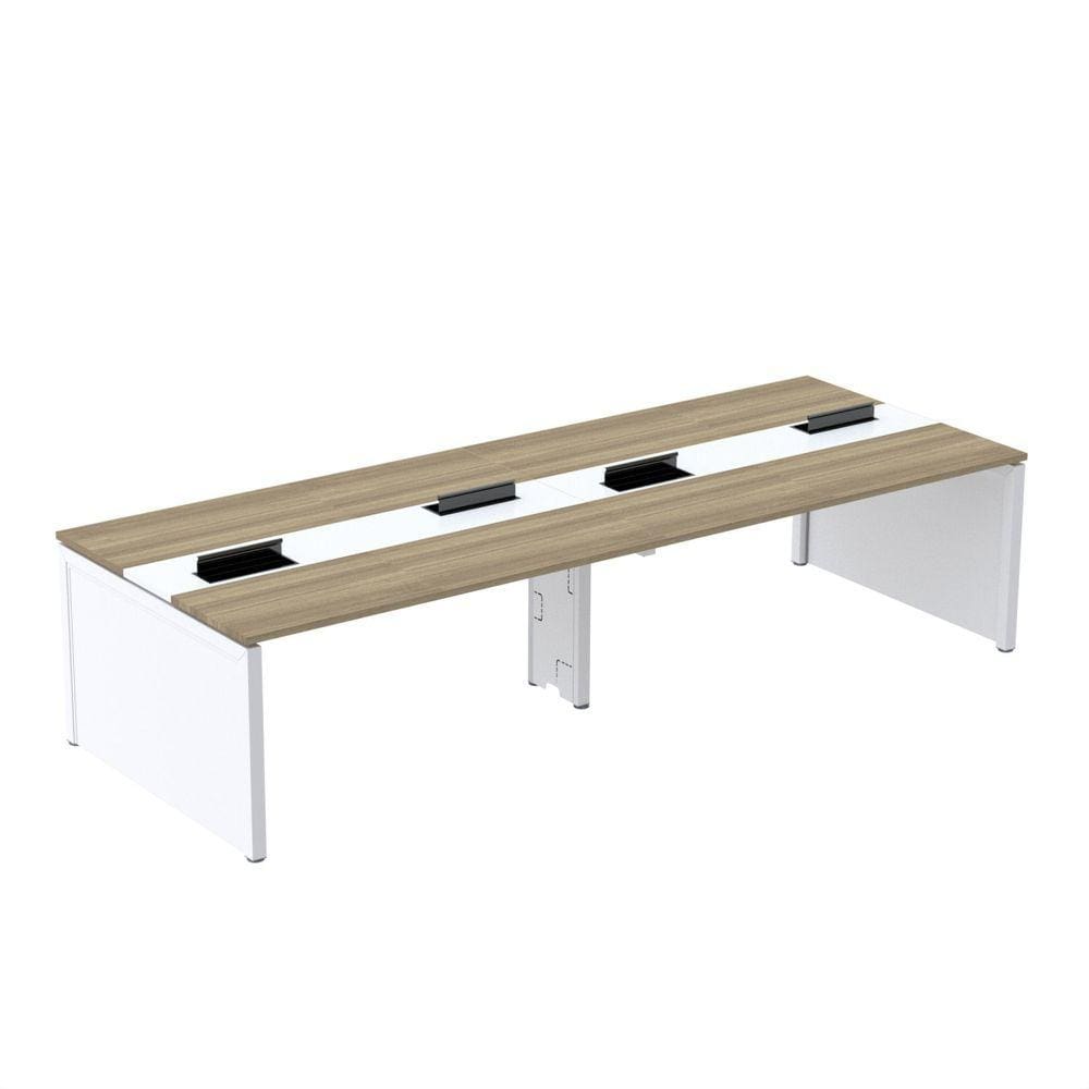 Mesa Plataforma Dupla para 4 Lugares para Coworking 110x120/4p Noce Naturalle/Branco