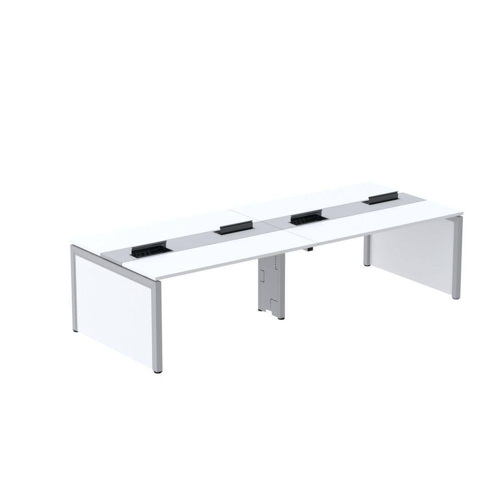 Mesa Plataforma Dupla para 4 Lugares para Coworking 110x120/4p Branco/Cinza