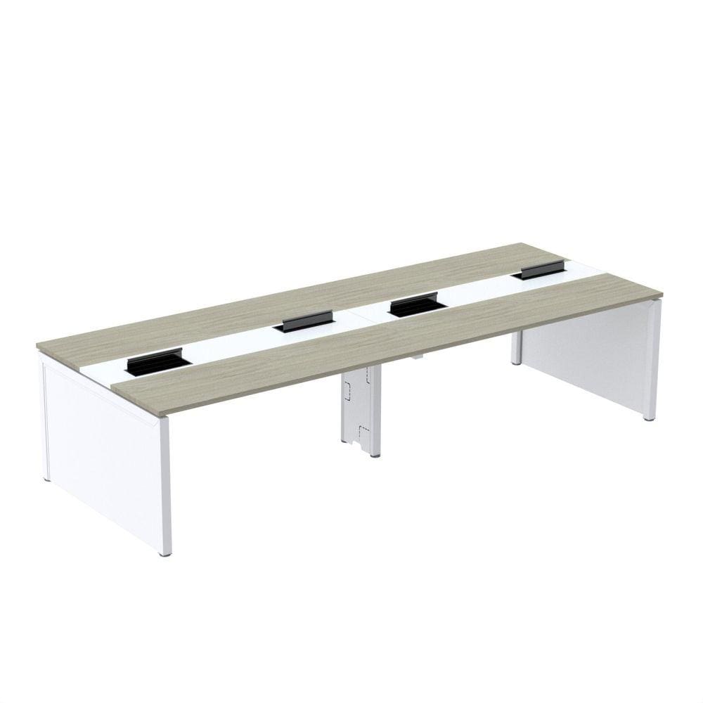 Mesa Plataforma Dupla para 4 Lugares para Coworking 150x120/4p Nogueira Casablanca/Branco