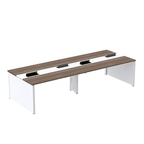 Mesa Plataforma Dupla para 4 Lugares para Coworking 160x120/4p walnuta/Branco