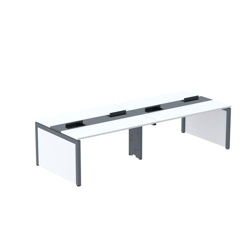 Mesa Plataforma Dupla para 4 Lugares para Coworking 130x120/4p Branco/Grafito