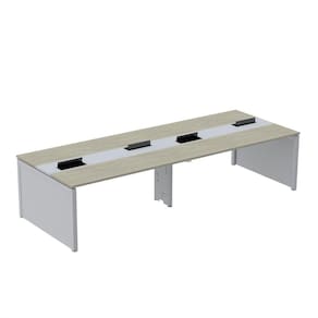 Mesa Plataforma Dupla para 4 Lugares para Coworking 160x120/4p Nogueira Casablanca/Cinza